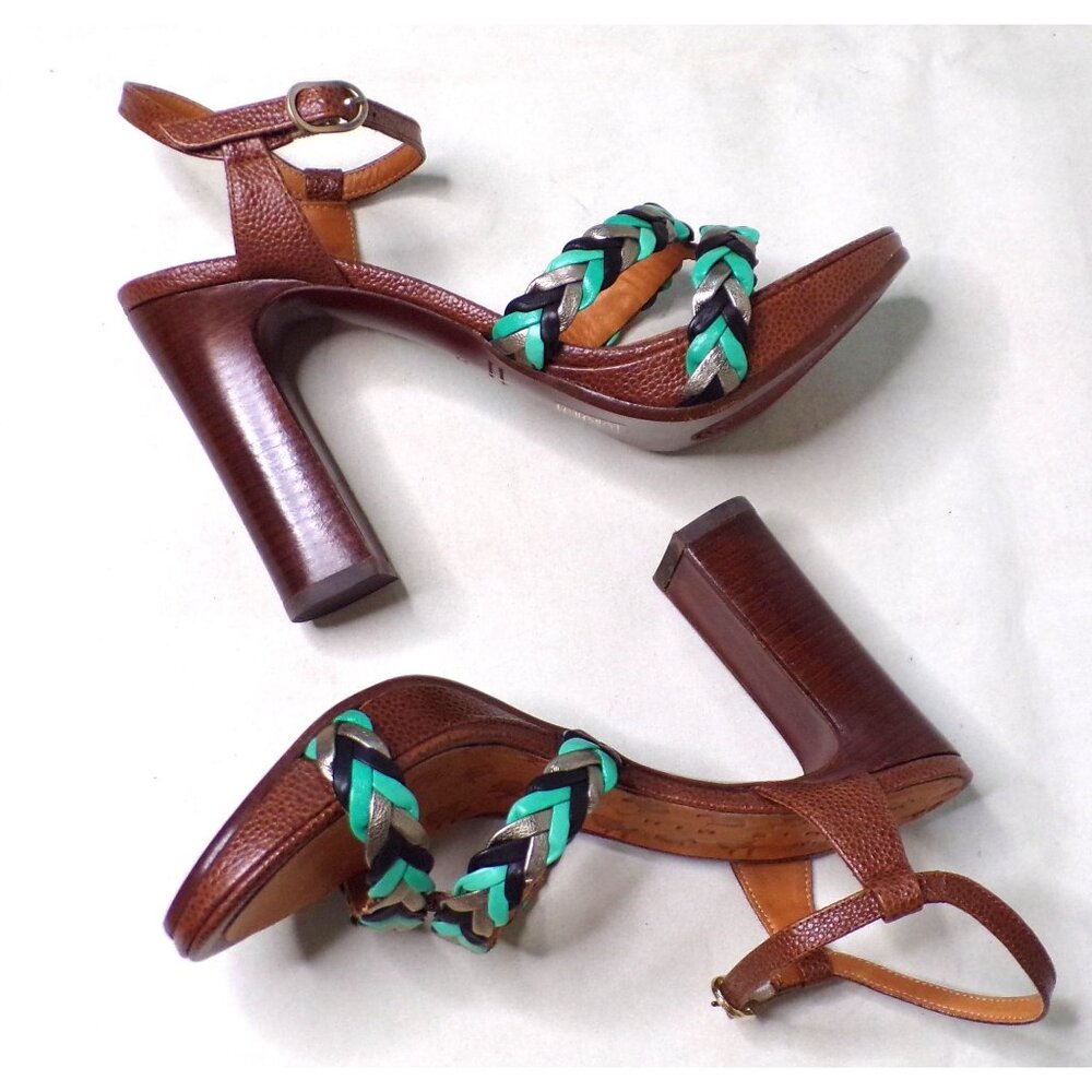 🆕CHIE MIHARA Braided Ankle Strap Block Heel Sandals Shoes  US 7.5, EU 37.5 - Picture 10 of 11